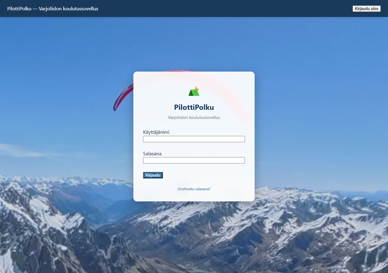 Kuva 1. Kirjautumisnäkymä.